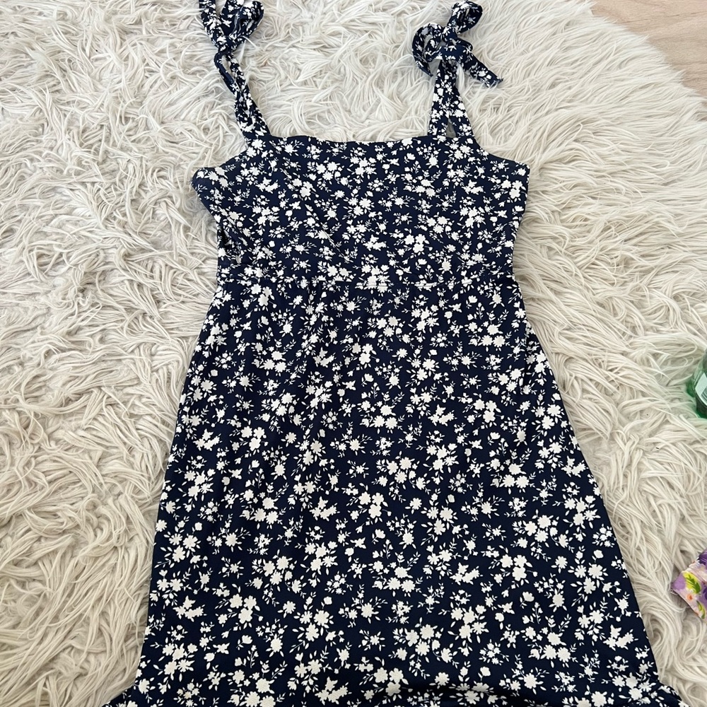 Navy blue urban outfitters Ballina Tie-Shoulder Mini Dress